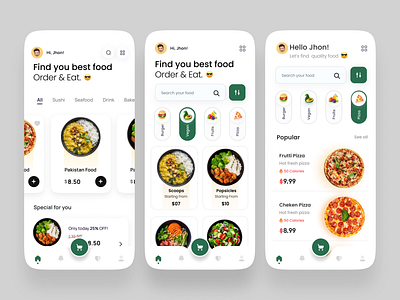 Food Ordering App UI Design app design app designer burger app designer fast food food app food delivery app food menu app food ordering app food ui minimal design pizza app popular shot restaurant app tazrin web web design