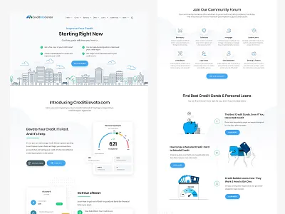 CreditInfoCenter - Credit Report Landing Page Design branding credit card credit card score credit report credit score design funds illustration investment landing page ui ui design uidesign uiux ux uxdesign vector web web design website design