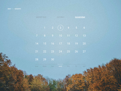 The autumn calendar page autumn autumn story calendar canada cozy design figma grid hugge inspiration minimal mood mountains oldschool sky trees ui ux website white numerals