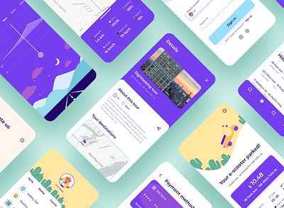 E-scooter app concept app clean contrast dashboard illustration mobile parking payment ride scooter settings travel ui ux uxui design