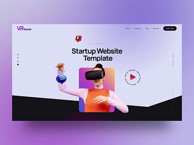 Startup Website Template For WordPress 3d animation ar business website hero image interactions landing page motion graphics onepage slider plugin slider revolution startup template ui uiux ux vr website template