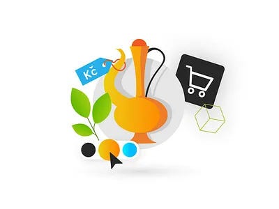 E-shop illustration color palette e commerce e shop money price tag sale shopping shoptet shoptet premium tag teapot web