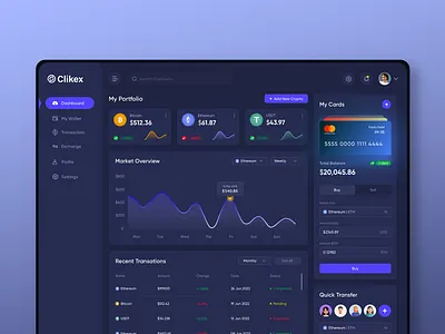 Crypto Dashboard | Cryptocurrency Platform dark mode dashboard design design stock ux website