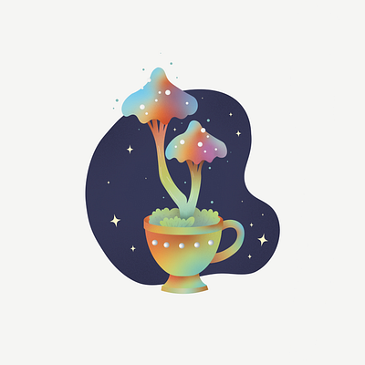 Mushroom pot design graphic design illustration