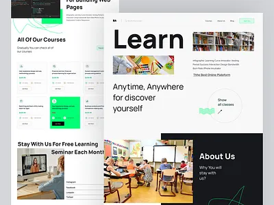 E-learning Landing Page e learning e learning website education landing page education website elearning graphic design landing page design learning landing page learning management learning plateform learning website minimal design online course application online education popular design student website