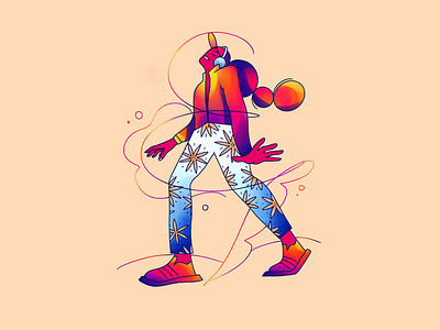 Walking on Music bold illustration character design colorful design digital drawing challenge feminism gradient gradients graphic design illustration mental health portrait women illustration