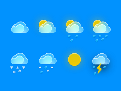 Wether icons set blur design icons logo rain sunny ui wether