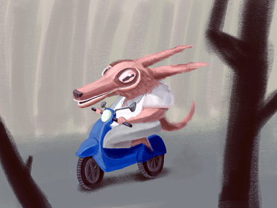 Motorcycle rider 3d animal animals cartoon character character design cuento illustration lobo pilot rider wolf