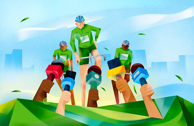 Tour de France digital folioart gradient illustration jia yi liu landscape sport