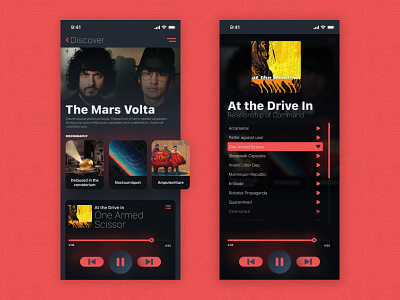 Daily UI Challenge :: 009 - Music Player band black dailyui dark figma group music music player red theme ui