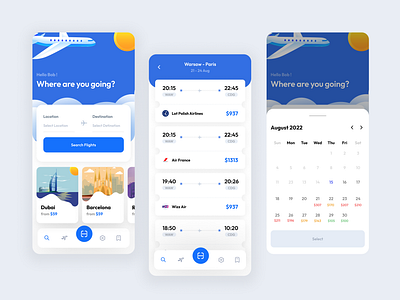 Fly Booking App UI animation app ui booking calendar dates design fly flying plane ui