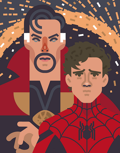 Dr. Strange & Spiderman comic book dr strange fan art marvel mcu movie multiverse of madness pop art poster spiderman