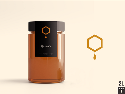 Queen's - Logo design bee branding design hexagon honey logo logo design logotype minimal