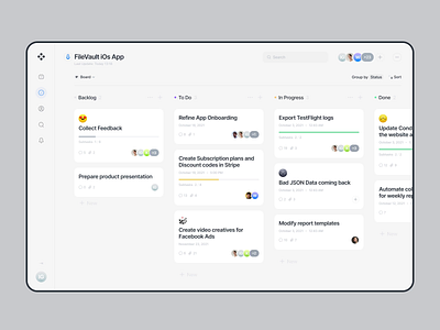 kanban board — new task animation app crm dashboard design flat inspiration interaction kanban management app platform product project service task task list task manager ui ux web