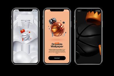 Hello Dribbble? 3d ball basketballs. blender crown debut dribbble game hello invitation invite irenise logo mase player