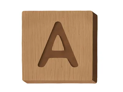 Wooden alphabet 3d alphabet branding character design game graphic design illustration logo poster realistic