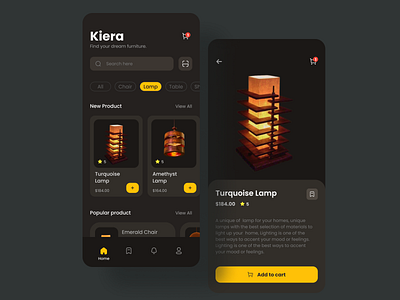 Kiera version 2 👋 app app design dark theme dark ui design devices furniture furniture apps mobile app mobile design mobile ui product design ui ui design ui ux uidesign uiuxdesign