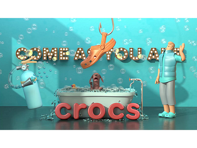 Crocs 3d 3d animation 3d character 3d motion animation branding character character animation cinema 4d crocs graphic design motion motion design motion designer motion graphics product animation