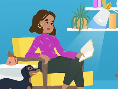 Character and Setting Design character daschund design development dog home house illustration lamp living room scene set woman