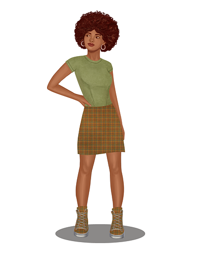 Cartoon 2 D character 2d art cartoon cg character curlyhair design girl illustration raster