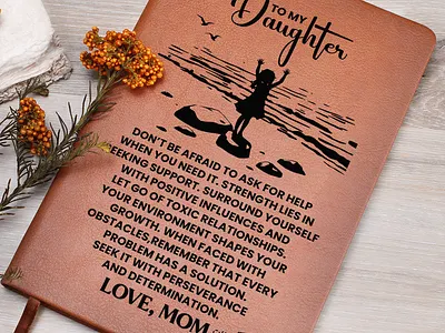 Graphic Leather Journal For Daughter adobe illustrator adobe photoshop daughter gift daughter journal design gearbubble gift for mom graphic design graphic leather journal message card mothers day design shineon message card