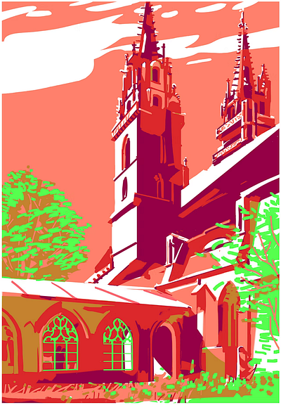 Münster, Basel - Michael Meister architecture basel conceptual illustration editorial illustration illustration illustrationart illustrationartist illustrationzone illustrator switzerland travel