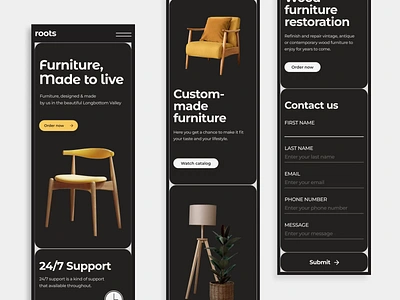 Responsive | Roots animated animation design desire agency furniture graphic design mobile mobile version motion motion design motion graphics responsive responsive design ui user interface web web site website wood wooden furniture