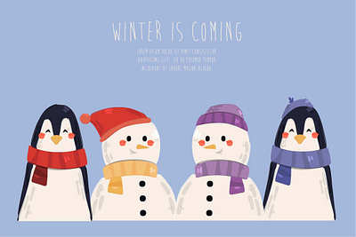 Winter is Coming Christmas Background Illustration background christmas greeting holiday illustration merry penguin snowman vector winter