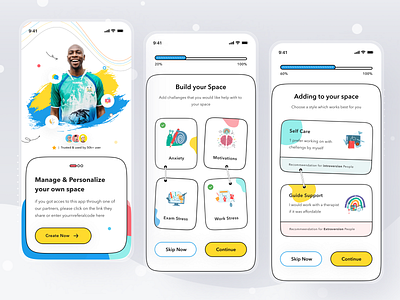 Mental Health App android app branding card clean design illustration ios login logo mobile profile ui