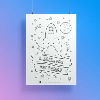 Reach for the Stars Coloring Sheet Poster adobe adobe illustrator art coloring coloring sheet design freelance graphic design illustration illustrator kids art vector