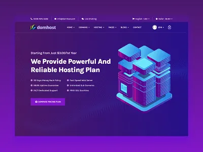 Domain web hosting Creative banner design concept banner branding clean color concept creative design domain gradient home page hosting illustration modern page template ui ux web web hosting website