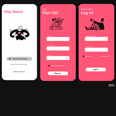 Sign Up Log In page- Mazzinni app design graphic design illustration motion graphics ui ux