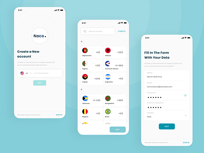 Noce - Register app auction bidding bitcoin btc crypto cryptocurrency currency eth ethereum form mobile nft register sport token ui ui app ui ux ux