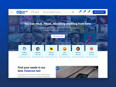 Classified ads modern website banner design concept ads app banner branding classified clean color concept creative design gradient home page minimal modern page template ui ux web website
