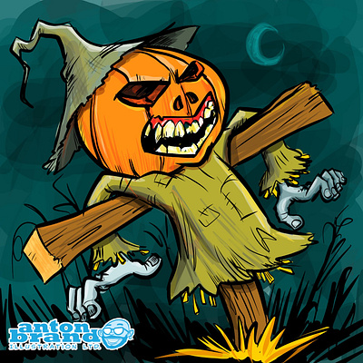 Spooky scarecrow cartoon illustration cartoon character humour illustration illustrator