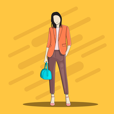 Stylish woman with purse standing and giving pose abstract art branding creative creative illustration design graphic design graphic illustration illustration