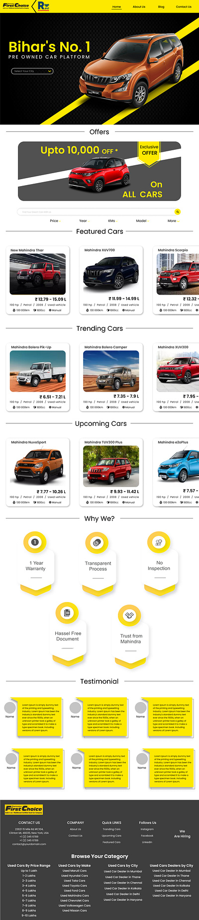 Car Seller Website design ui ux