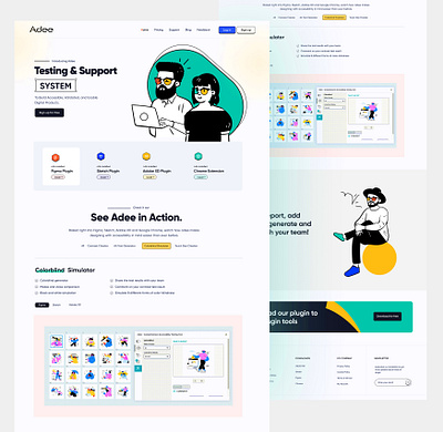 Comprehensive Accessibility Plugin Landing Page for Design Tools accessibility tools plugin color contrast landing page design tools plugin homepage illustration landing page modern landing page plugin landing page web design website design