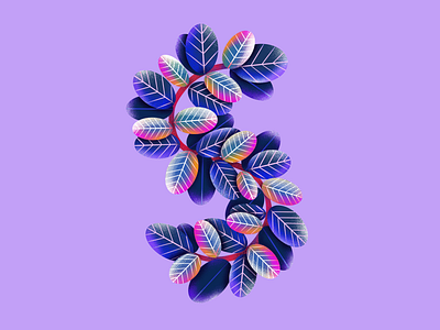 Letter S 36 days of type 36daysoftype botanic botanical floral flower flowers illustration leaf leaves letter letter s plant plants procreate procreate app procreate illustration s type typography