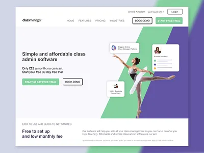 ClassManager - Cheapest Dance Studio Software branding classmanager dance dancesoftware dancestudio design sketch ui web