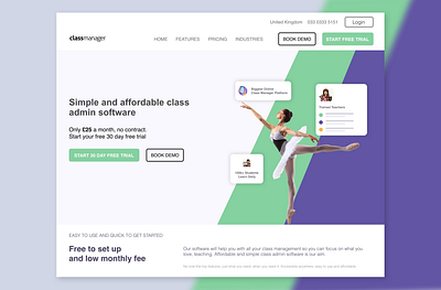 ClassManager - Cheapest Dance Studio Software branding classmanager dance dancesoftware dancestudio design sketch ui web