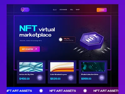 NFT Virtual marketplace Website Ui Design 3d alternative assets augmented crypto currency dark theme design exchange landing page marketplace websie meta metaverse nft nft marketplace ui user interface virtual assets virtual reality webdesign