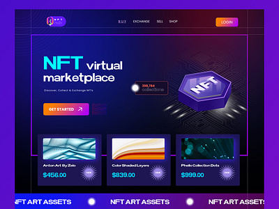 NFT Virtual marketplace Website Ui Design 3d alternative assets augmented crypto currency dark theme design exchange landing page marketplace websie meta metaverse nft nft marketplace ui user interface virtual assets virtual reality webdesign