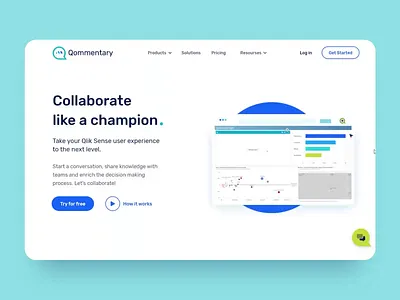 Home page Qlik sense animation bodymovin branding cards digital product graphic design homepage illustration interface landing motion graphics rounded svg ui web website