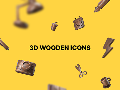 3D Wooden Icon Pack 3d illustration ui