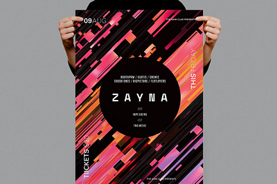 Zayna Flyer / Poster Template artist catalog clean design dj dubstep flyer flyer poster flyer template illustration indesign magazine nightclub party poster poster template print printable professional template template