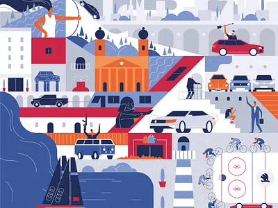 Wall decor adobeillustrator cars city cityscape design flat funny geometric illustration stories