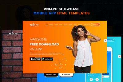 VniApp - Showcase Mobile App HTML Template app app html branding design graphic design html template illustration mobile motion graphics showcase showcase mobile ui ui design ux ux design vniapp web development web maintance web multipurpsoe website