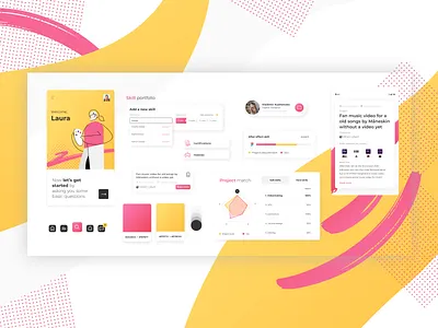 Stylescape Exploration 3 - Artist meetup to work together artists brush brushtrokes colorful design digital dots gradient illustration polka ui ux violet visual work yellow