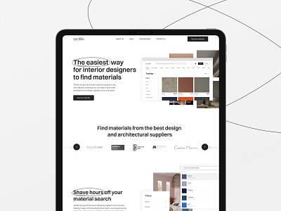 Tactillo. Design materials website architecture decor design e commerce furniture home page homepage interior interior design landing landing page logo marketing website minimal design minimalism ui uiux ux web design website